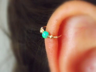 Helix Earring Opal Septum Ring Cartilage Hoop opal helix piercing opal piercing - Image 1 of 3