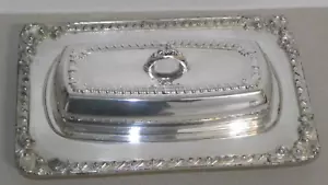 Vintage silver plate covered butter serving dish with glass insert ~A - Picture 1 of 8