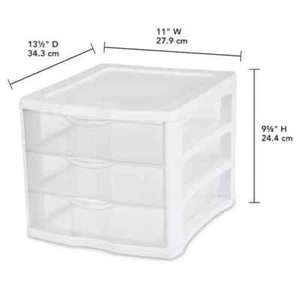 Gonice Organizador de Almacenamiento de 3 Cajones, Almacenamiento de Cajones de Plástico Blanco, Escritorio Pequeño - Imagen 1 de 3