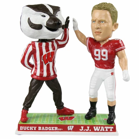 J.J. Watt Wisconsin Badgers Special Edition High Fiving Bobblehead NCAA Cover