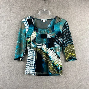 Didier Parakian Top Size 44 3/4 Sleeve Boat Neck Lightweight Abtract Art Print - Picture 1 of 21