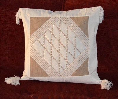 Cotton patchwork Hand Made Beige Pillow Cover/Cushion Cover from Craft Options! - Image 1 of 4
