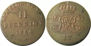 elf Germany Hannover 2 Pfennig 1834 A George IV - Picture 1 of 2