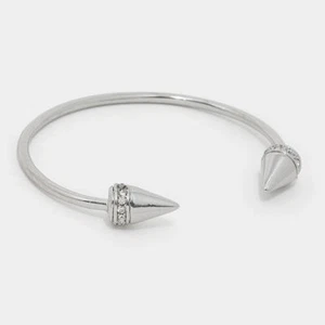 Open Cone Tip Cuff Crystal Silver Tone Bracelet New Women Fashion Jewelry - Picture 1 of 4