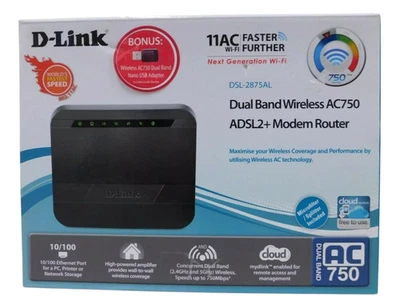 D-Link DSL-2875AL Dual Band Wireless AC750 ADSL2+ Modem Router - image 1 of 4