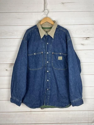 Chaqueta De Colección Lucky Brand Para Hombres XL Denim Cuello Cordón Acolchado Forrado EE. UU. Caballo Años 90 Foto 1 de 4