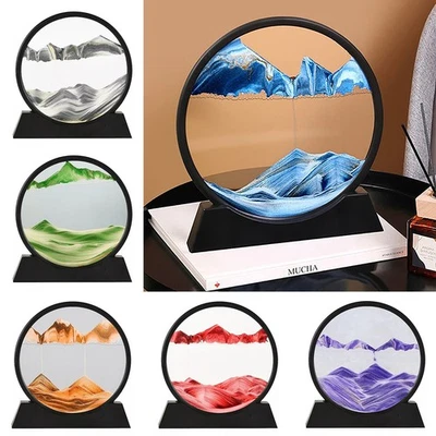 12英寸艺术绘画深海流沙移动沙艺术图片圆形玻璃桌面 — 第 1/4 张图片