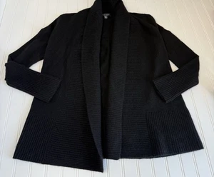 Saks Fifth Avenue Damen schwarze weiche Kaschmir Strickjacke vorne offen Medium - Bild 1 von 3