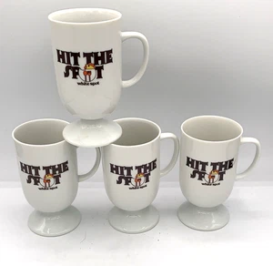 4 White Spot Restaurant Canada HIT THE SPOT Footed Coffee Mugs Cups 8 oz - Picture 1 of 7