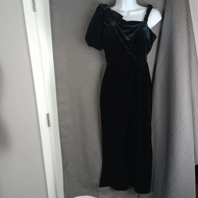 Mono Habitual Niña Terciopelo Corpiño Calado Un Hombro Puff Pierna Ancha Talla 14 Foto 1 de 4