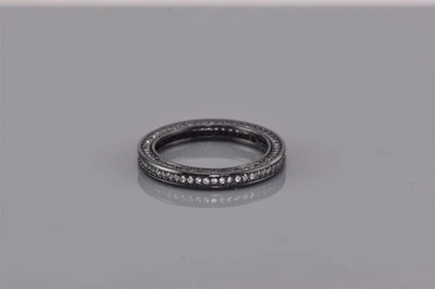 Anillo banda de eternidad de circonitas cúbicas de 3 mm de plata de ley ennegrecida FZN 925 talla: 8 Foto 1 de 4