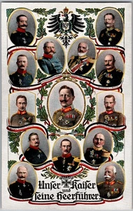 Postal antigua Kaiser Wilhelm Ii y sus generales Leipzig, DE 1910s - Imagen 1 de 2