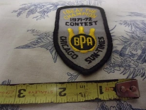 Vtg. 1971 -7 2 Chicago Sun Times BPA "I Beat the Champion" Bowling Contest Patch - Picture 1 of 3