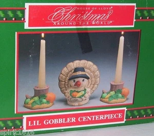 New House of Lloyd - Lil Gobbler Centerpiece Thanksgiving Candle Holders Tapered - Picture 1 of 8