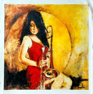 Joarez Sabrina Hand Signed Limited Lithograph on Paper Women Musician Art - Picture 1 of 3