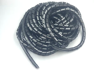 1/2" (12mm) Dia x 20 ft long Spiral Cable protective wrap sheath 20mil black - Picture 1 of 5