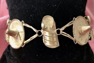 Vintage Sterling Silver Sandals Sombrero Chanclas Link Bracelet Mexico 7.5" - Picture 1 of 13