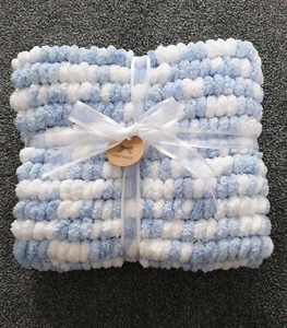Hand Knitted Super Soft Baby Pom Pom Blanket - Picture 1 of 4