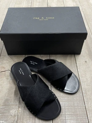 NIB $295 Rag & Bone Keaton Slide Sandal In Black Pony Size: 35(US 5) - Image 1 of 4