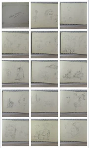 Ancienne Album De Dessin 14 Dessins Originaux Crayon Sur Papier Piémont BM53.6C - Picture 1 of 12