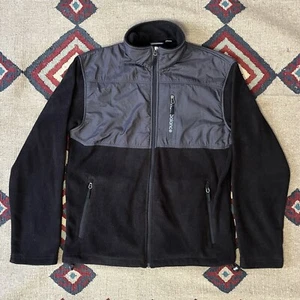 New Balance Fleece Jacket Mens Medium Black Zip Up Tech Windbreaker - Picture 1 of 14