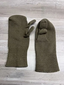 Mitones de dedo gatillo de lana verde OD militar vintage - Imagen 1 de 2