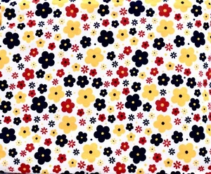 Floral Ditzy Fabric,Flannel,Scattered Red/Yellow/Blue Flowers,White,3 yds.Lx42"w - Picture 1 of 1