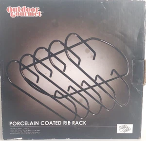 Outdoor Gourmet Non-stick Porcelain-coated Rib Rack BBQ Grill. Cooking. Holds 4 - Picture 1 of 2