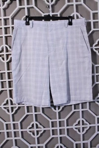 Nike Shorts Mens 36 White Golfing Golf Casual Performance Lightweight Plaid Men - Picture 1 of 13