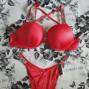 Victoria's Secret BOMBSHELL Push Up SWIM SET rhinestones shine brazilian logo - Picture 1 of 12