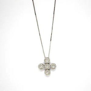 Choker Necklace White Gold 18k with Cross and Diamonds Brilliant Cut Diamond - Picture 1 of 2