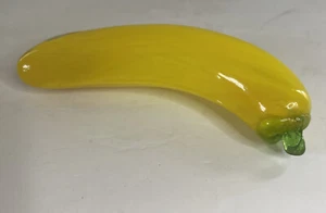 Relleno de tazón realista soplado a mano de 7" de largo amarillo plátano vidrio artístico fruta - Imagen 1 de 3