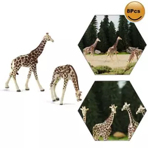 8pcs/16pcs Model Train 1:87 Giraffe PVC HO Scale Painted Giraffe Wild Animals - Picture 1 of 6