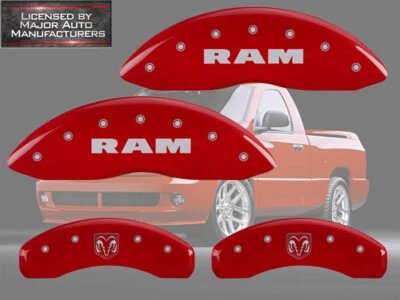 Dodge Ram 1500 2006-2010 delanteras traseras rojas MGP cubiertas de pinza de disco de freno Ramhead Foto 1 de 4