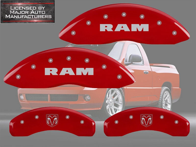 2006-2010 Dodge Ram 1500 dianteiro traseiro vermelho MGP pinça de disco de freio tampas ramhead - Imagem 1 de 4
