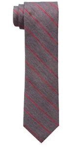 Calvin Klein Krawatte Krawatte Rot Hot Repp Streifen Diagonal Grau Burgund Rot Neu mit Etikett - Bild 1 von 1