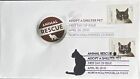 HNLP Hideaki Nakano 4457 Adopt a Shelter Pet Both Cancels Black White Tan Cat