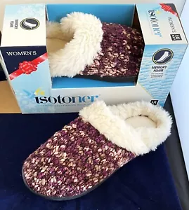 Isotoner Women's Memory Foam Faux Fur HENNA Hoodback Slippers Large 8.5-9 NIB - Picture 1 of 3