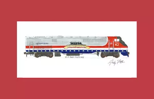 Amtrak Veterans P42DC #42 11""x17"" estampado enmarañado firmado por Andy Fletcher - Imagen 1 de 1