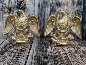 Vintage Weißkopfseekopfsee Messing Adler Buchstützen geschmiedet in USA patriotisch 5,25" hoch - Bild 1 von 9