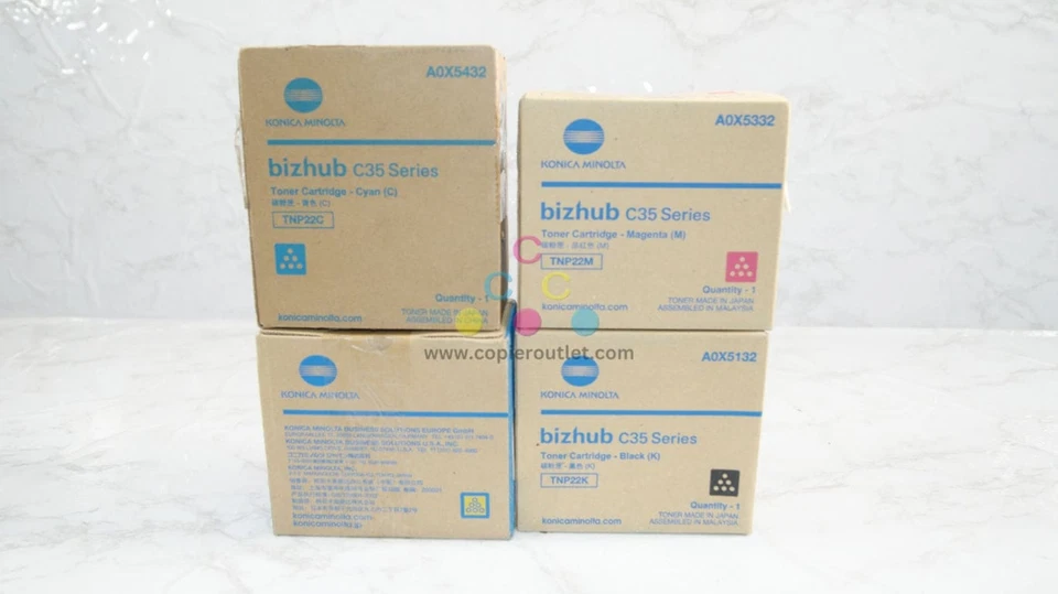 4 Cosmetic OEM Konica Minolta Bizhub C35,C35P TNP22 CMYK Series Same Day Ship! - Image 1 of 4