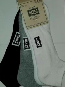 S23 Hanes Men's Knitting 3 Pack Low Cut Socks Shoe Size 6-12 WHITE GREY BLACK - Picture 1 of 3
