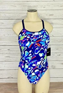 Nike Damen Liquid Glass Spider Back Einteiler Race Dive Badeanzug Neu Mehrfarbig - Bild 1 von 5