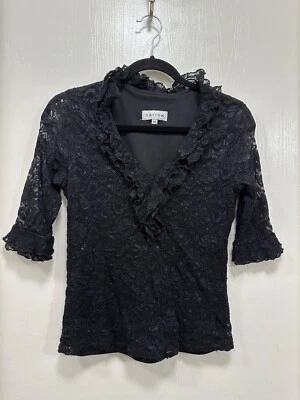 Harlow Top Ruffled gothic Fairy Grunge Lace Floral Black size Medium - Image 1 of 4