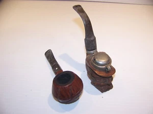 VINTAGE SMOKING PIPES SCHOWA GERMANY HAND CARVED MAN W/ WIND CAP + ISRAEL MADE - Picture 1 of 6