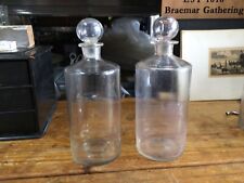 Vintage Apothecary Chemist Bottles Large with Original Blown Glass Stoppers x 2
