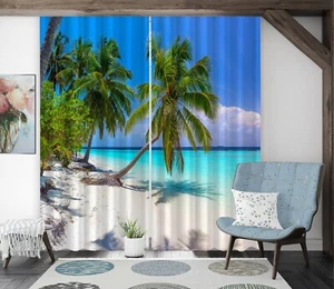 3D Beach Coconut Tree I7479 Photo Blockout Curtain Fabric Window Erin 2023 - Picture 1 of 7