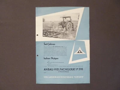 Prospekt Anbau - Vielfachgerät P 316, VEB Landmaschinenbau Torgau, DDR 1961 - Bild 1 von 2