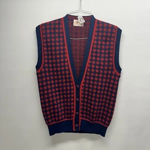 Vintage Pendleton Sweater Vest Size S Wool Plaid USA Made 80s Blue/red - Picture 1 of 7