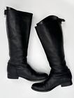 Frye  Jessica Black Leather Knee High Boot Us 7.5  B Rear Zip Riding Boots 76430